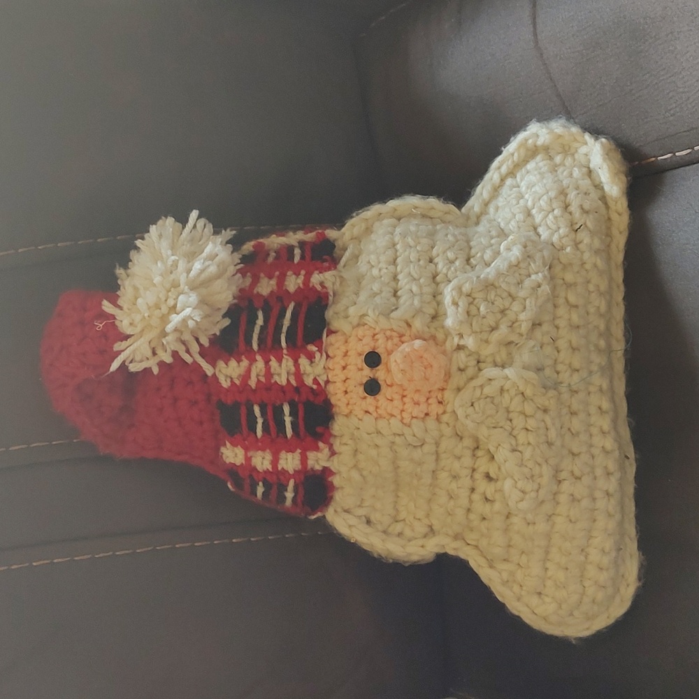 Hand crafted Crochet Santa pillow